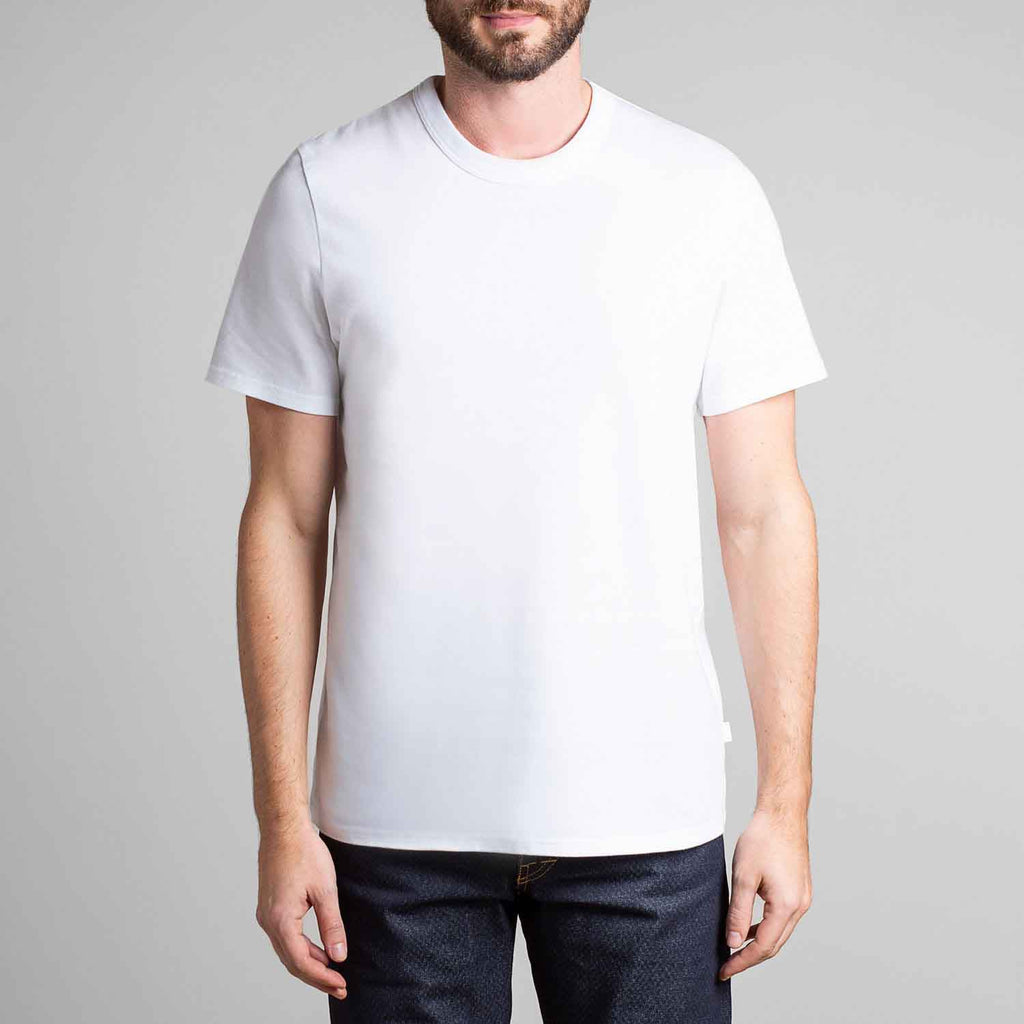 T-shirt Homme Blanc 100% Coton Biologique Col rond Manches courtes Fabriqué en France